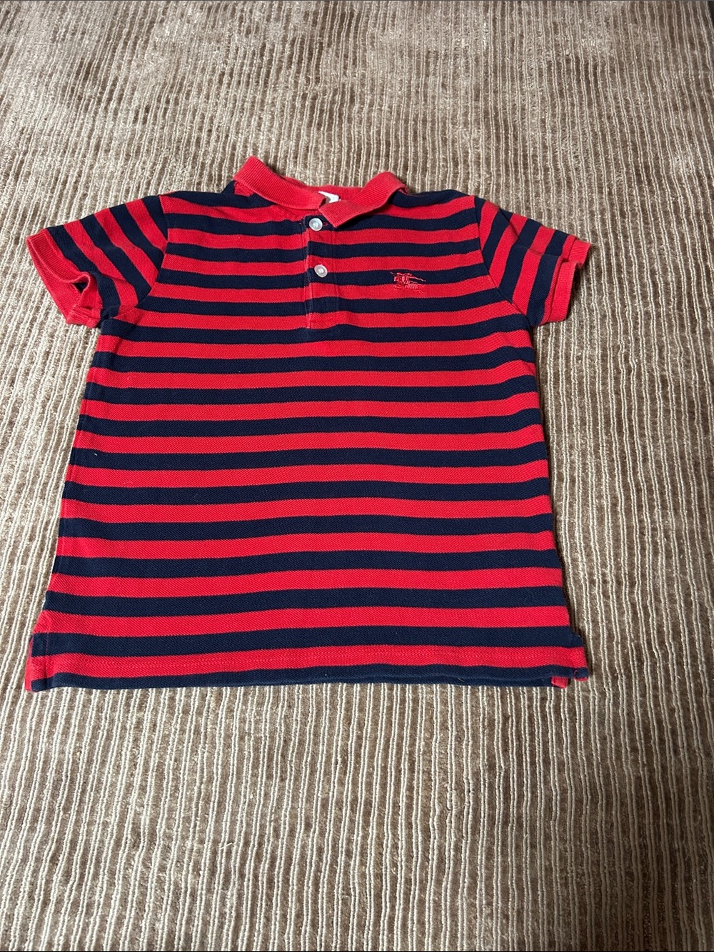 Burberry Red and Navy Striped Polo youth boys 8